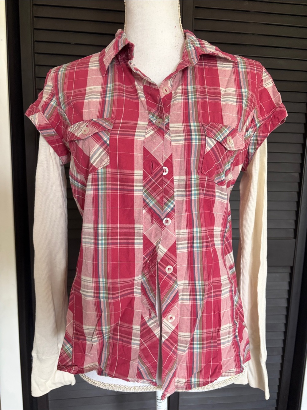 Maurices Red Plaid Button-Down Shirt